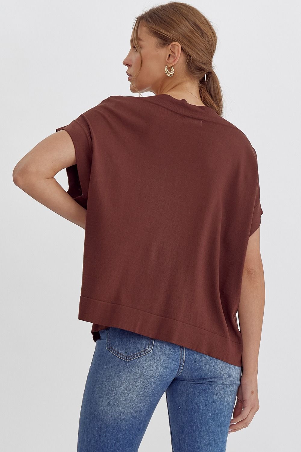 Boat neck dolman in Chocolate Sale 40% of use code sale40 at checkout