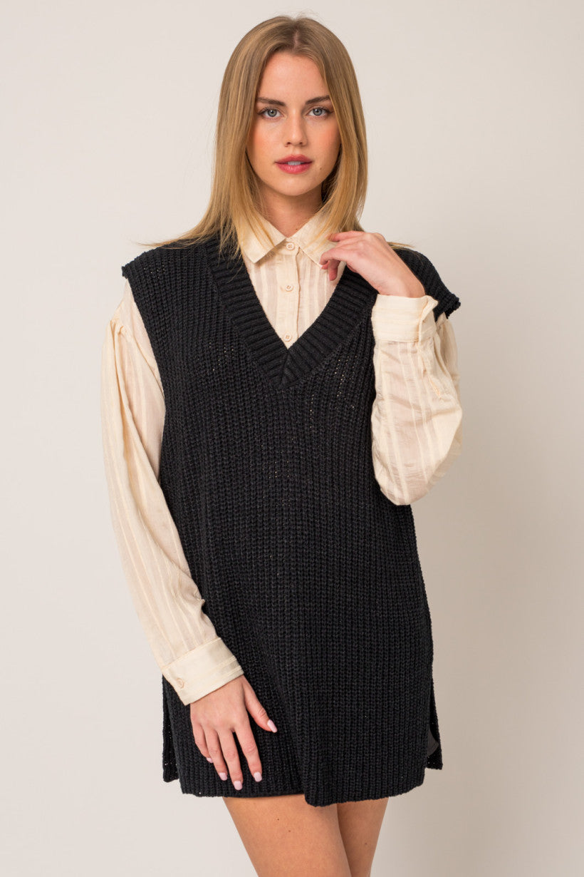 V-Neck Tunic Sweater Vest