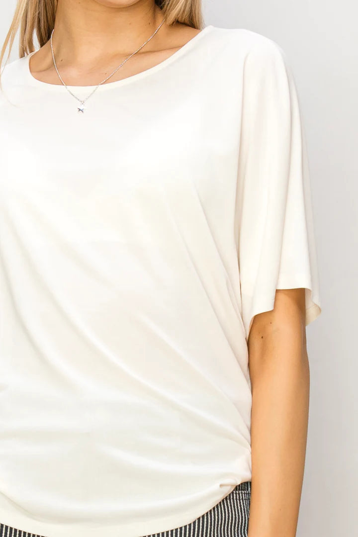 Short Sleeve Dolman Top in Whip Cream