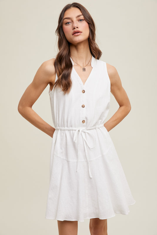 Cotton Midi Dress in White