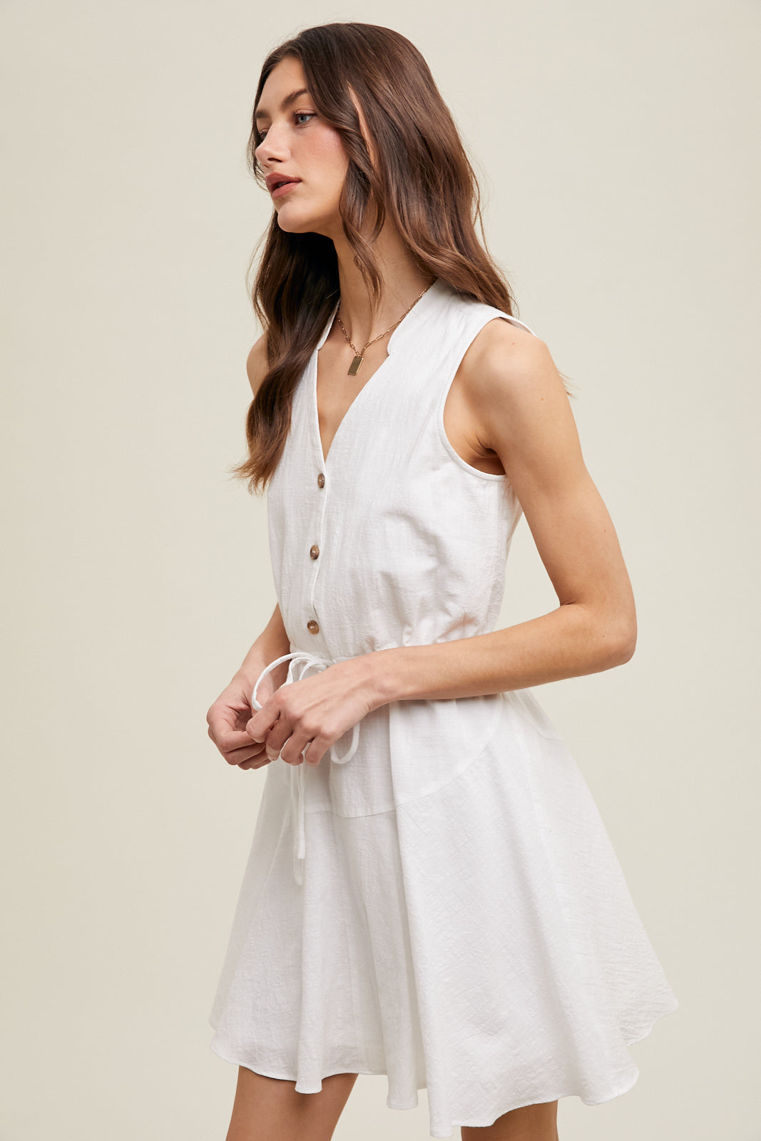 Cotton Midi Dress in White