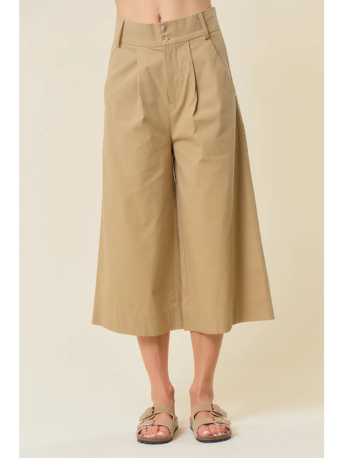 Cropped Wide Leg in Khaki