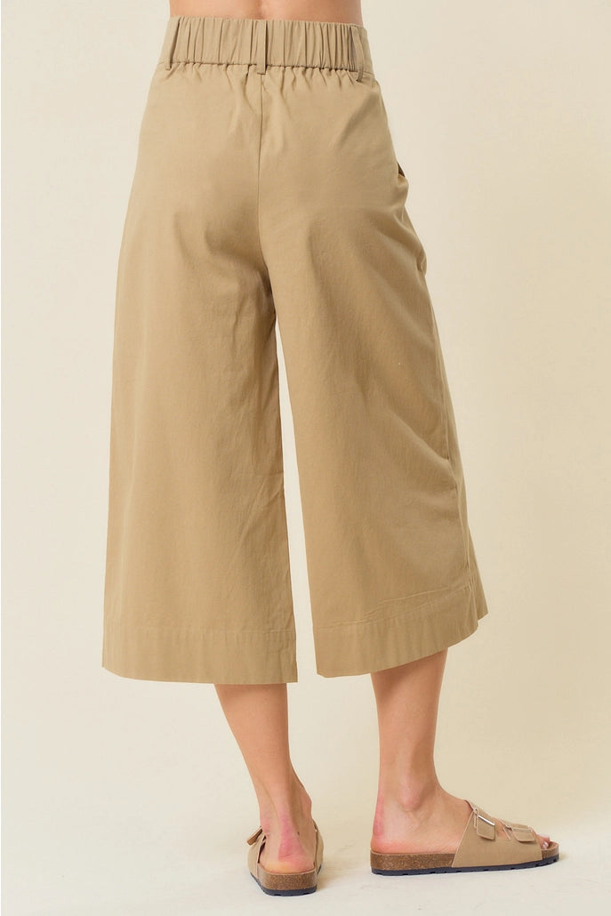 Cropped Wide Leg in Khaki