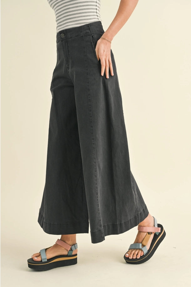 Cotton Stretch Wide Leg Pants 2 Colors