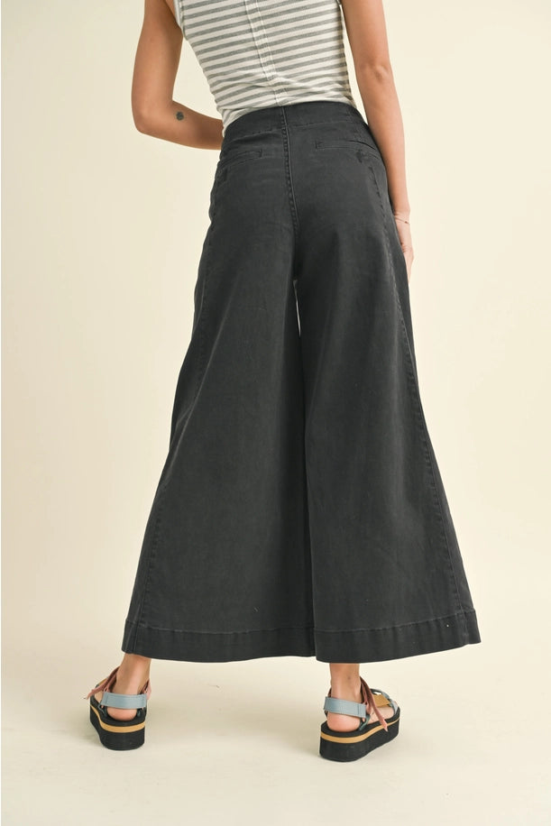 Cotton Stretch Wide Leg Pants 2 Colors