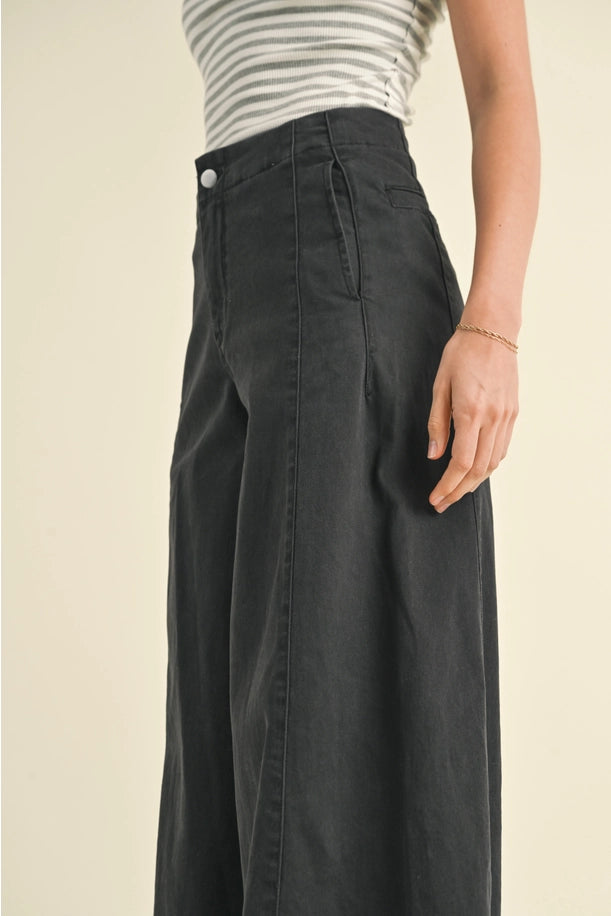 Cotton Stretch Wide Leg Pants 2 Colors