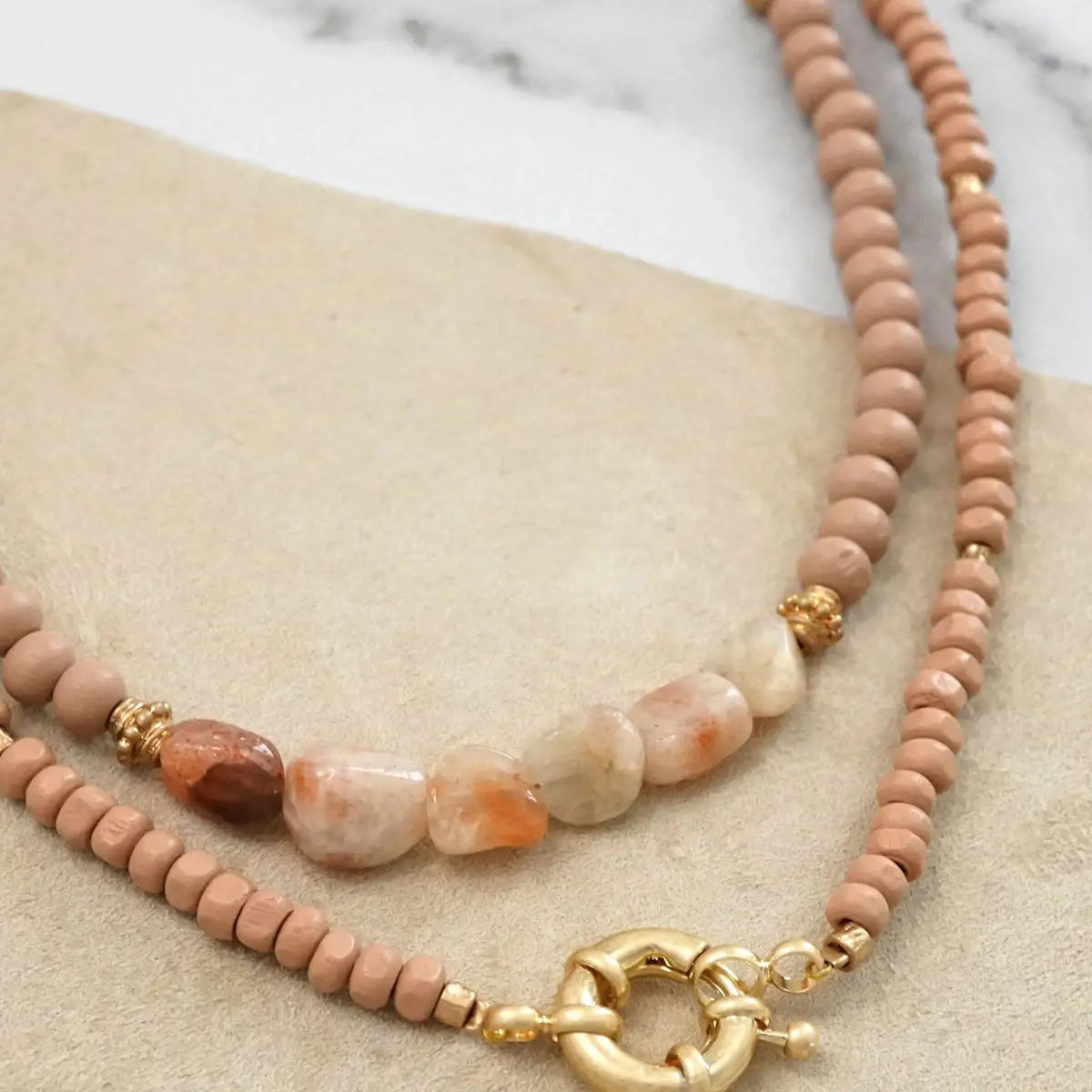 Multi-strand Stone and Wooden Beads Necklace